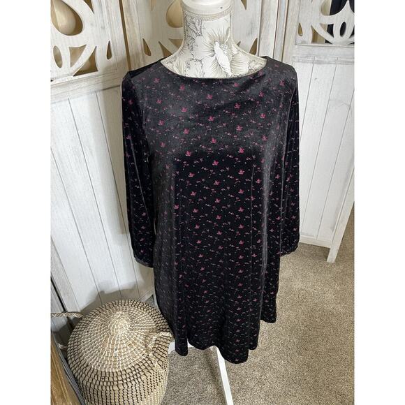 The Nines by Hatch Black Velvet Pink Floral Maternity Dress Size Small - Picture 1 of 6